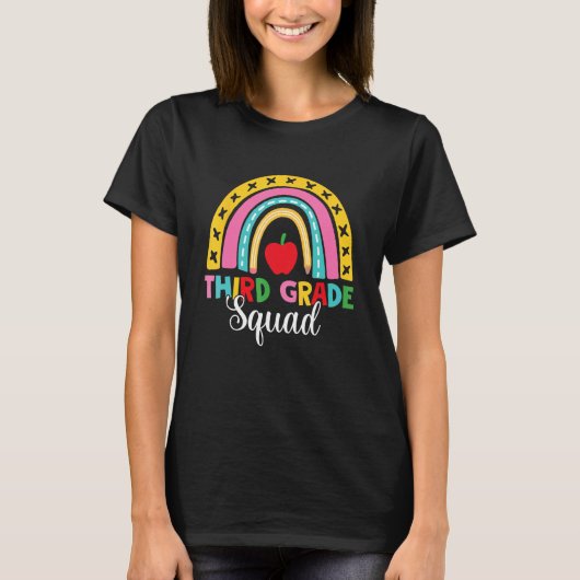 3rd Grade Squad Back To School Rainbow Teachers T-Shirt (Vorderseite)