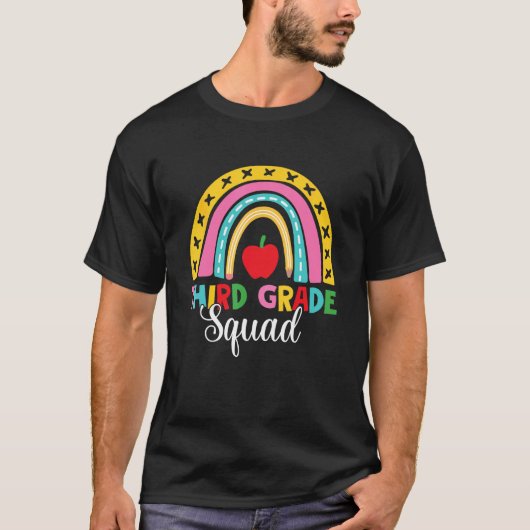 3rd Grade Squad Back To School Rainbow Teachers T-Shirt (Vorderseite)