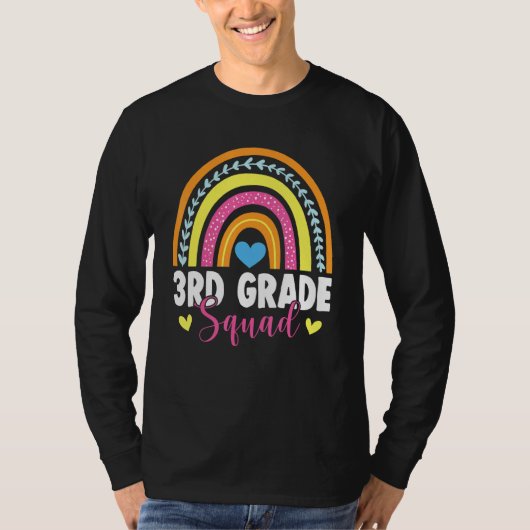 3rd Grade Squad Rainbow First Day Back To School T-Shirt (Vorderseite)