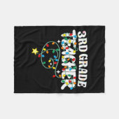 3rd Grade Teacher Christmas Lights Third Grade Tea Fleecedecke (Vorderseite (Horizontal))
