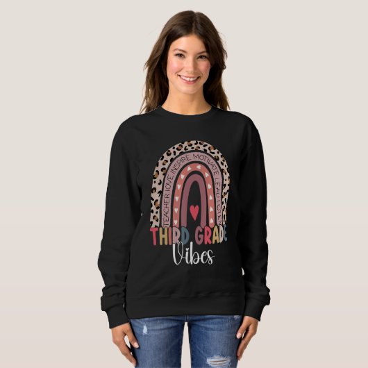 3rd Grade Vibes Rainbow Leopard Third Grade Teache Sweatshirt (Vorne ganz)