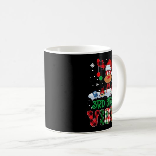 3rd Grade Vibes Teacher Buffalo Red Plaid Reindeer Kaffeetasse (VorderseiteRechts)