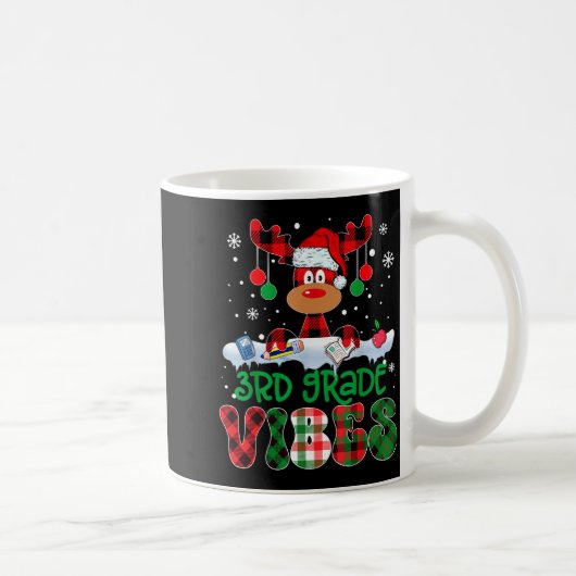 3rd Grade Vibes Teacher Buffalo Red Plaid Reindeer Kaffeetasse (Rechts)