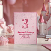 3rd Pink Glitter Birthday | Sparkle Glitter  Einladung