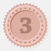 3rd Place Bronze Medal Runder Aufkleber (Vorderseite)