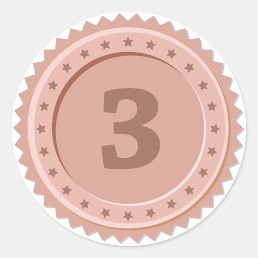 3rd Place Bronze Medal Runder Aufkleber (Vorderseite)