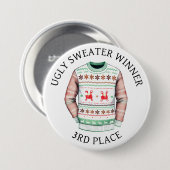 3RD Place Ugly Sweater Gewinner | Weihnachten Button (Vorne & Hinten)