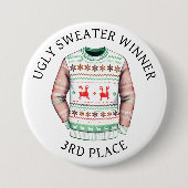 3RD Place Ugly Sweater Gewinner | Weihnachten Button (Vorderseite)