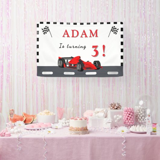 3rd Race Car Birthday – Party Banner Fun! (Party)