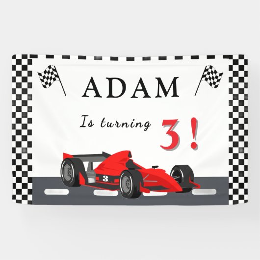 3rd Race Car Birthday – Party Banner Fun! (Horizontal)