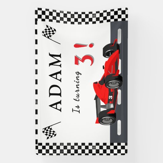 3rd Race Car Birthday – Party Banner Fun!  (Vertikal)