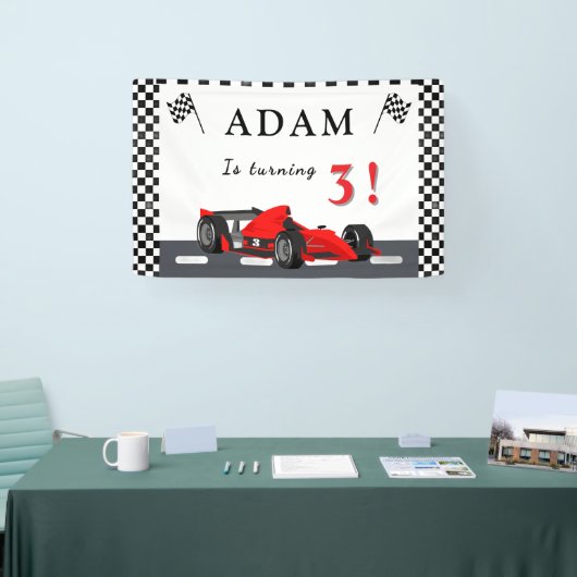 3rd Race Car Birthday – Party Banner Fun!  (Messe)