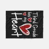 3rd Third Grade Has My Heart Buffalo Print Teacher Fleecedecke (Vorderseite (Horizontal))