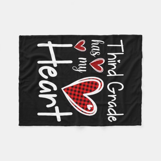 3rd Third Grade Has My Heart Buffalo Print Teacher Fleecedecke (Vorderseite (Horizontal))