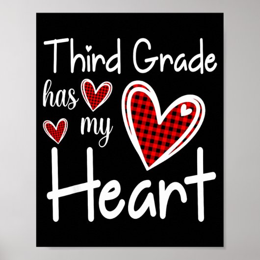 3rd Third Grade Has My Heart Buffalo Print Teacher Poster (Vorne)
