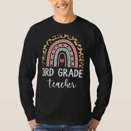 3rd Third Grade Teacher Rainbow Leopard Back To Sc T-Shirt (Vorderseite)