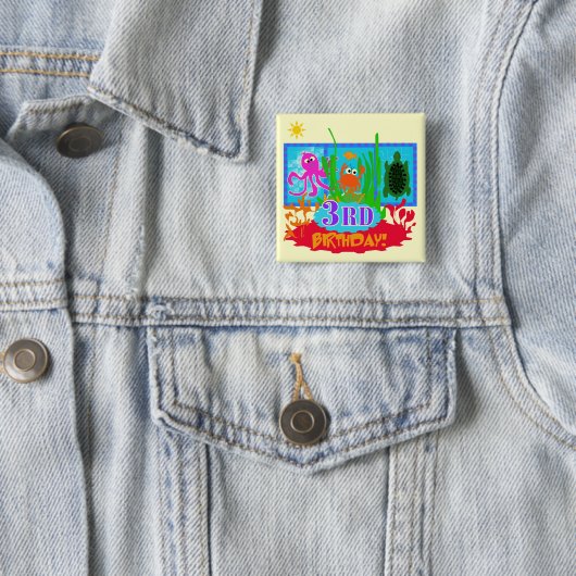 3rd Undersea Adventure Birthday Tshirts Button (Beispiel)