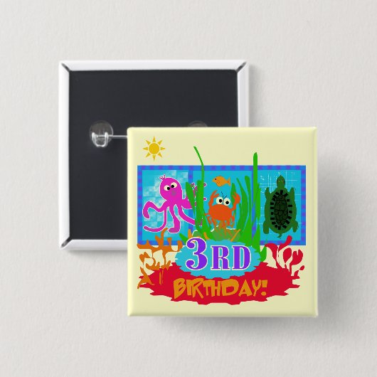 3rd Undersea Adventure Birthday Tshirts Button (Vorne & Hinten)