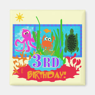 3rd Undersea Adventure Birthday Tshirts Magnet