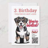 3th Birthday dog related Invitation Einladung (Vorderseite)