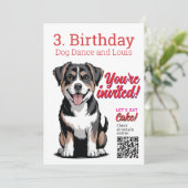 3th Birthday dog related Invitation Einladung (Stehend Vorderseite)