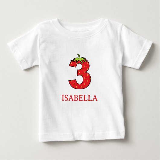 3th Birthday strawberry theme Party Baby T-shirt (Vorderseite)