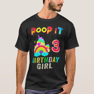 3th Fidget Pop It Birthday Girl Party Drei 3 Jahre T-Shirt