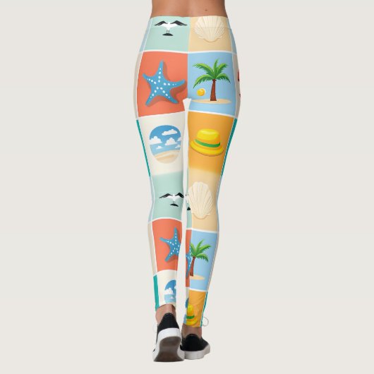 3x3 Beach Pattern Design Leggings (Rückseite)