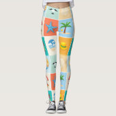 3x3 Beach Pattern Design Leggings (Vorderseite)