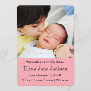 3x5 Bruder verkündet die Geburt der Schwester Rosa Ankündigung