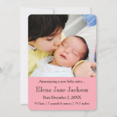 3x5 Bruder verkündet die Geburt der Schwester Rosa Ankündigung (Vorderseite)