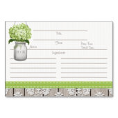 3x5 Green Hydrangea Mason Jar Rezeptkarten Tischnummer (Vorderseite)