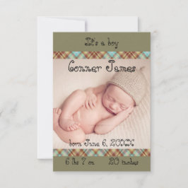 3x5 Neugeborene Baby Boy Karierte Ankündigung Einf