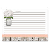 3x5 Peach Hydrangea Mason Jar Rezeptkarten Tischnummer (Rückseite)
