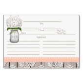 3x5 Peach Hydrangea Mason Jar Rezeptkarten Tischnummer (Vorderseite)