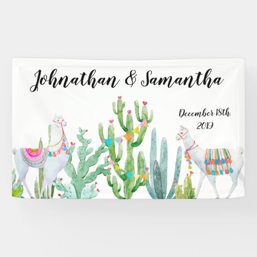 3'x5' Personalisierter Banner Boho Llama Bohemisch (Horizontal)