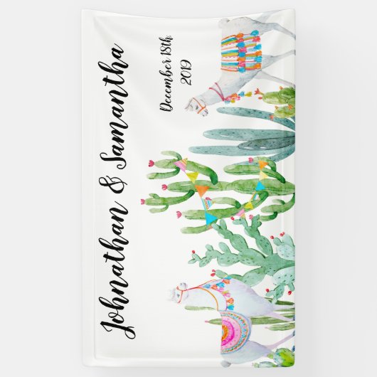 3'x5' Personalisierter Banner Boho Llama Bohemisch (Vertikal)