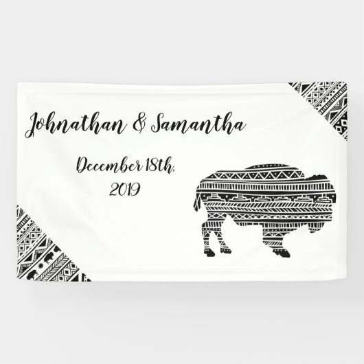 3'x5' Personalisiertes Banner Boho Buffalo Tribal (Horizontal)