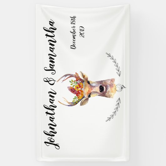 3'x5' Personalisiertes Banner Boho Deer Buck Head (Vertikal)