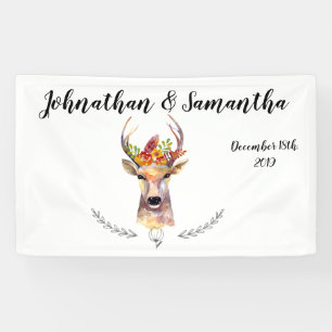 3'x5' Personalisiertes Banner Boho Hirsch Bock Kop