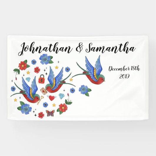 3'x5' Personalisiertes Banner Traditioneller Vogel (Horizontal)