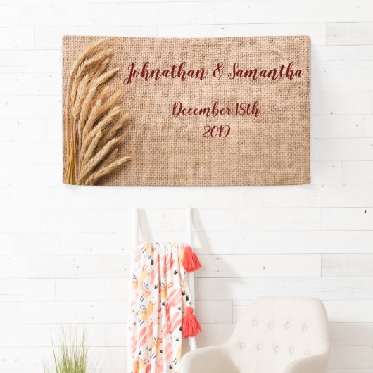 3'x5' Personalisiertes Banner Weizen auf Burlap-Sa (Insitu)