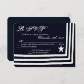 3x5 R.S.V.P. Antwort Card Navy Summer Dress Blues (Vorne/Hinten)