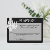 3x5 R.S.V.P. Antwort Karte Crystal Chandelier Glit (Stehend Vorderseite)