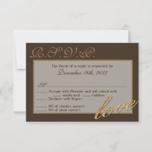 3x5 R.S.V.P. Antwort-Karte Gold Foil Glitzer Liebe RSVP Karte