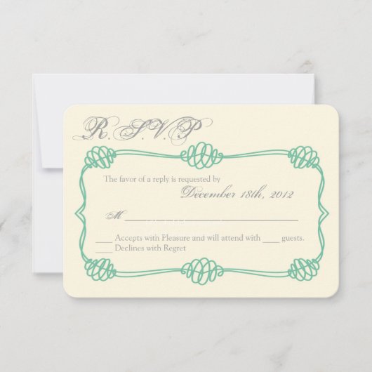 3x5 R.S.V.P. Antwort Karte Nautischer Knoten Anker (Vorderseite)