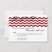 3x5 R.S.V.P. Antwort Karte Roter Glitzer Zickzack (Vorderseite)