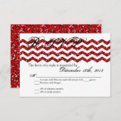 3x5 R.S.V.P. Antwort Karte Roter Glitzer Zickzack (Vorne/Hinten)