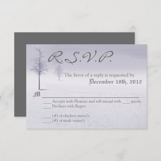3x5 R.S.V.P. Antwort Karte Winter Wunderland Bäume (Vorne/Hinten)