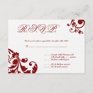 3x5 R.S.V.P. Antwortkarte Crimson Red Floral Folia RSVP Karte